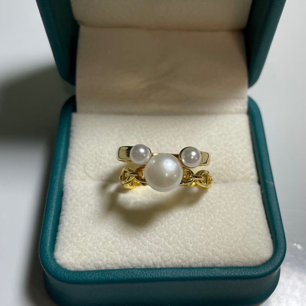 2 pieces pearl open ring set